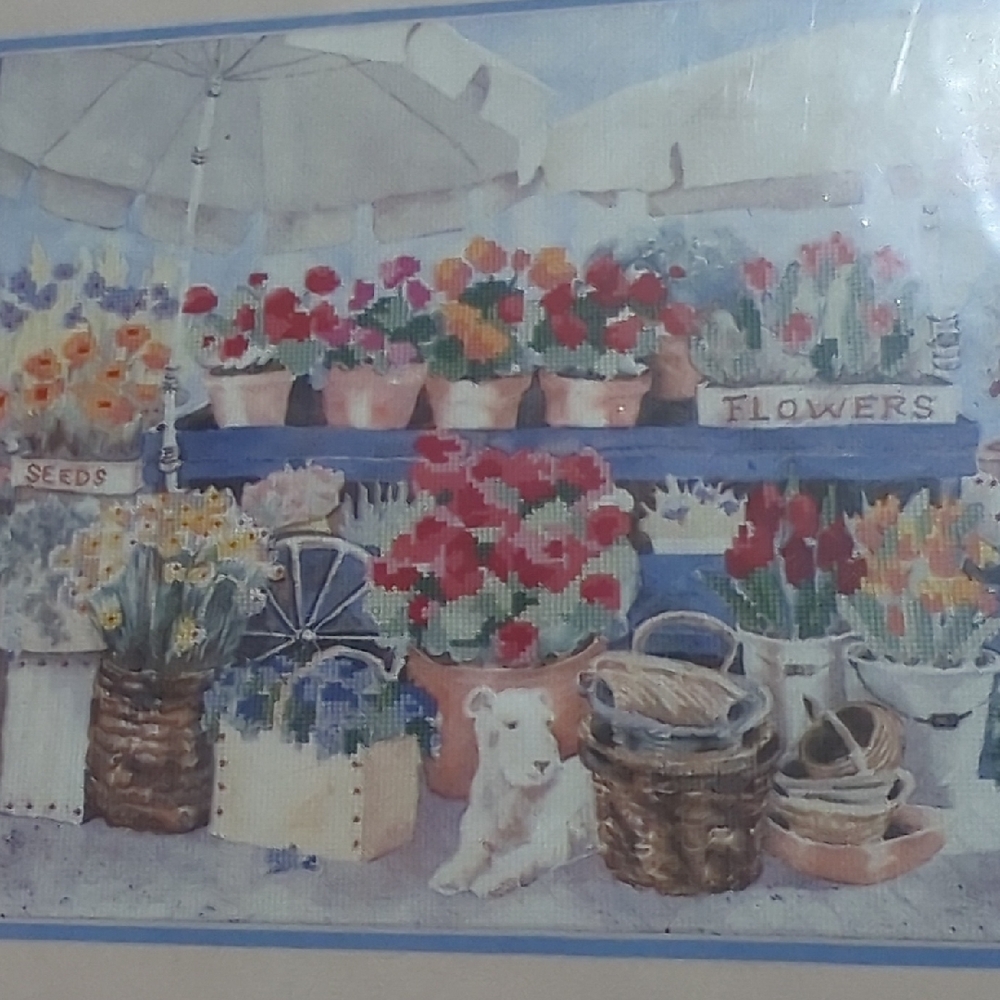 Floral Market Scene Art Print